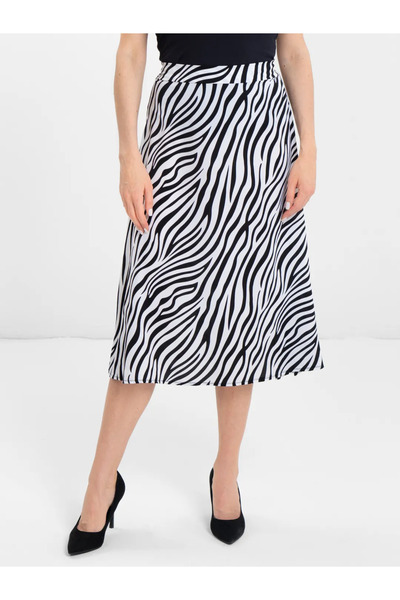 Lerix mod Fustă lerixmod cu imprimeu, din viscoză, cu design contrastant, pân...