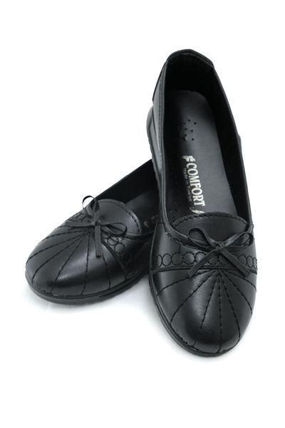 NewOneMall Kadın Ortopedik Taban Comfort Siyah Klasik Anne Ayakkabı