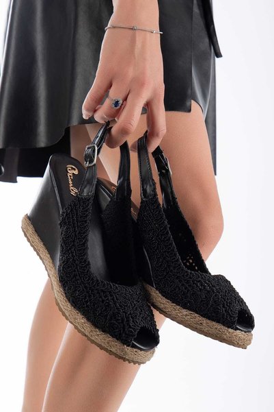 SEDRİK hazelnut toe embroidered wedge shoes