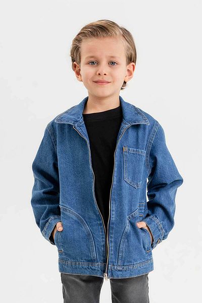 Gold Class Kidswear Jachetă de blugi pentru băiat, cu fermoar, dublu buzunar