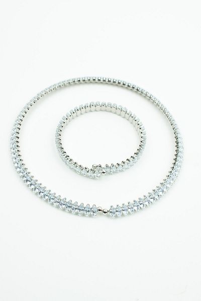 Pridza Zircon Stone Evening Dress Necklace Bracelet Set