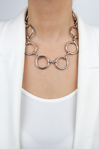 Pridza قلادة فضية اللون بتصميم حلقة