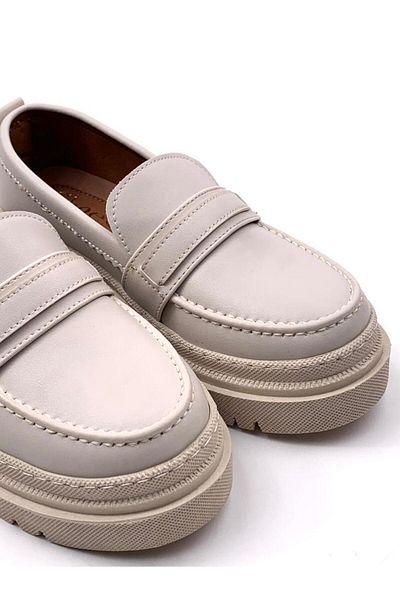 bescobel Dámské béžové Poxyy Skin Poly Ortopedic Comfort Sole Boty Oxford Moccasin s vysokou podrážkou
