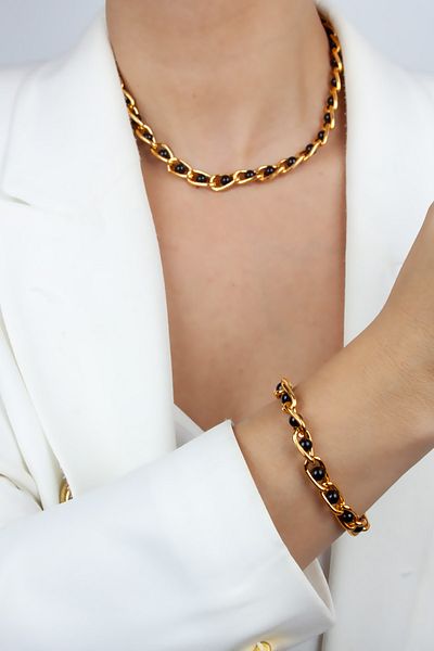 Pridza Kontras Color Chain Necklace Bracelet Set