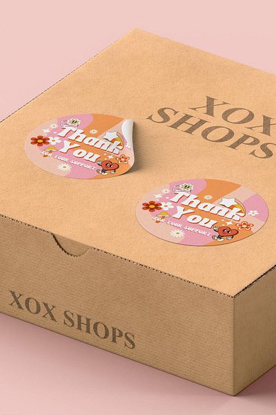 Basic Sense Thank You Sticker Packaging Packaging Product Label Patterned Four Your Support - 3x3cm 90 Pieces - ST2050