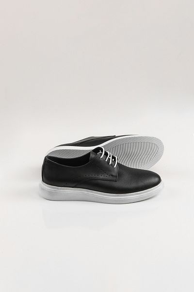 SVMSHOES Men's Leather 100% Shoes Black White Sole White Laced Point Patterned Black Men's Shoes