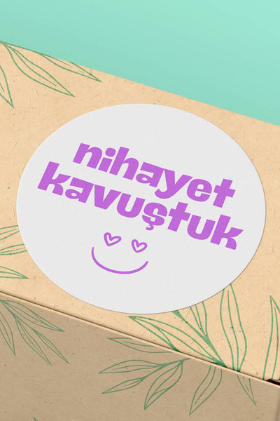 Basic Sense Lila Mor Nihayet Kavuştuk Yazılı Kargo Ambalaj Etiketi Sticker - ...