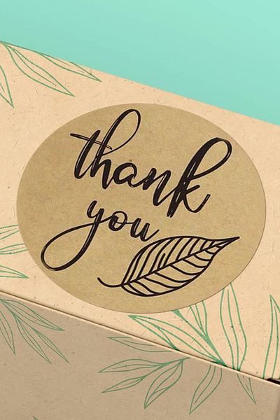 Basic Sense Thank You Sticker Thanks Packaging Packaging Product Label Kraft Look - 3x3cm 90 Pieces - ST2064