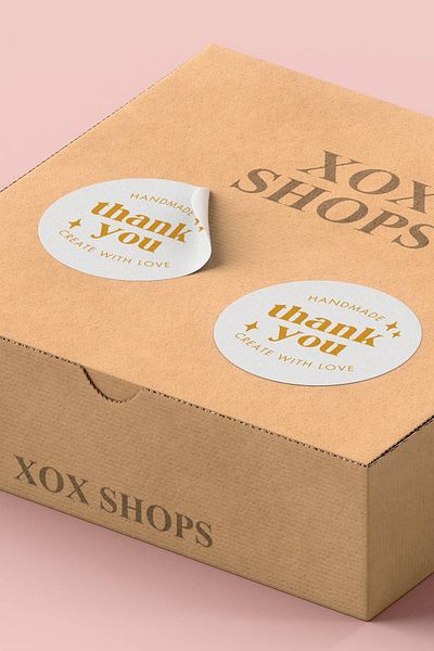 Basic Sense Coated Thank You Sticker Thanks Label Handmade Packaging Package Label - 3x3cm 90 Pieces - ST2101