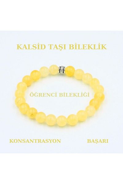 DOĞAL TAŞ CENNETİ Natural Healing Stone Bracelet| Calcid Natural Stone Bracelet 8 Mm Concentration and Success Student Bracelet