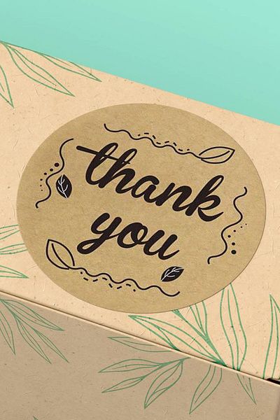 Basic Sense Thank You Sticker Thanks Packaging Packaging Product Label Kraft Look - 3x3cm 90 Pieces - ST2063