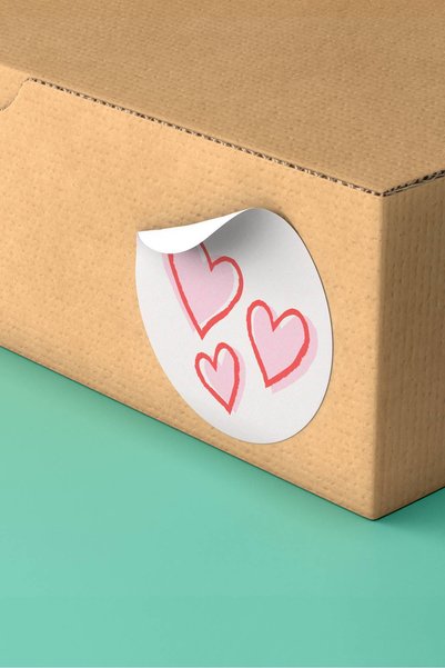 Basic Sense Kuşe Thank You Sticker Teşekkürler Etiketi Kalp Ambalaj Paketleme Etiketi - 3x3cm 90 Adet - ST2097