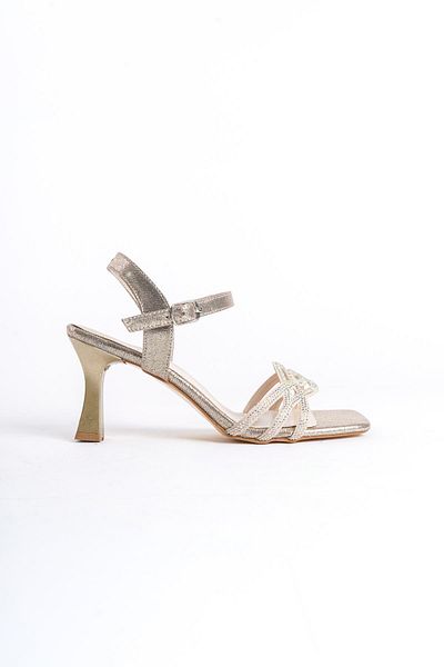 bescobel Women's Telva Gold Thin Heel Stone Evening Dress Shoes 200