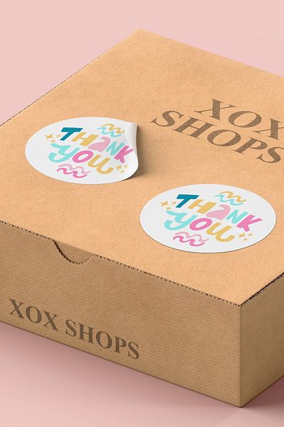 Basic Sense Coated Thank You Sticker Thanks Label Colorful Packaging Package Label - 3x3cm 90 Pieces - ST2092