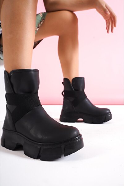 bescobel Γυναικείο Eli?na I?çi? Δερμάτινες μπότες με γούνινο γιακά