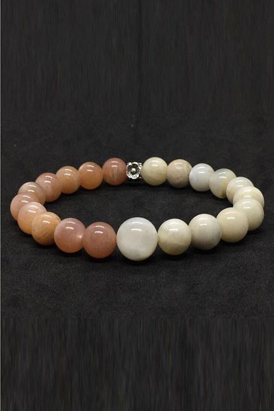 DOĞAL TAŞ CENNETİ Unisex Sun and Moonstone Detailed Bracelet Mixed