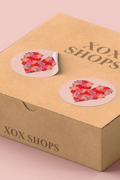 Basic Sense Coated Thank You Sticker Thanks Label Flower Heart Packaging Package Label - 3x3cm 90 Pieces - ST2093