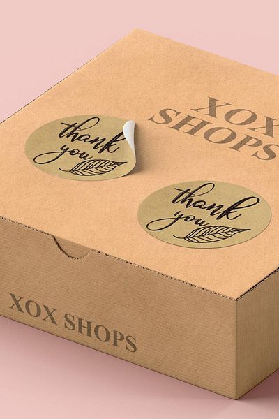 Basic Sense Thank You Sticker Thanks Packaging Packaging Product Label Kraft Look - 3x3cm 90 Pieces - ST2064