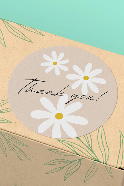 Basic Sense Thank You Sticker Teşekkürler Etiketi Kargo Ambalaj Paketleme Etiketi - 3x3cm 90 Adet - ST2283