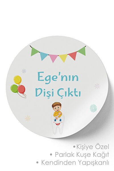 deer art Kişiye Özel  Bebek Diş Buğdayı Günü Etiketi (Sticker) - 3x3cm 52 Adet