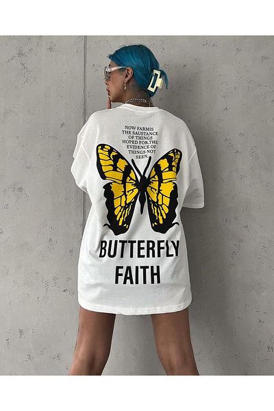 AMMA Unisex Butterfly Faith Printed 100% Cotton Premium Fabric T-shirt