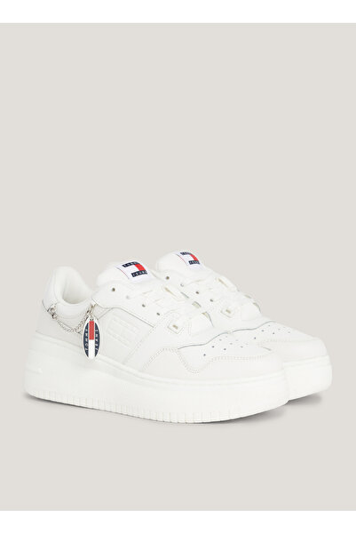 Tommy Hilfiger Ecru Women's Leather Sneakers EN0EN02421YBL