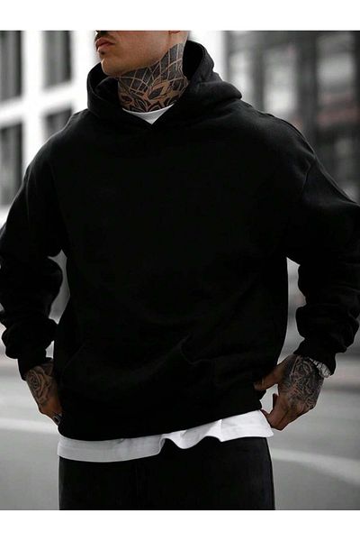 BEETON Sunshine Skull Black Oversize Hooded Sweatshirt - Winter