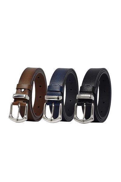 GoDeri 100% Genuine Leather Set of 3 Black, Navy Blue, Dark Brown Women's Belt, 3 Cm=3cm-kd-42-gold