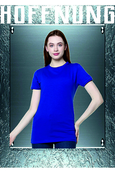 HOFFNUNG Μπλουζάκι απλό, χωρίς στάμπα, 100% βαμβακερό, λεπτή εφαρμογή, κοντομάνικο μπλουζάκι με λαιμόκοψη