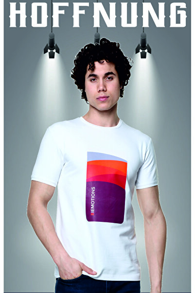 HOFFNUNG Μπλουζάκι Mobile Emotions Ψηφιακή εκτύπωση 100% βαμβακερό λεπτή εφαρμογή Slim Fit Crew λαιμόκοψη κοντομάνικο μπλουζάκι