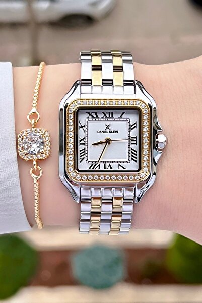 Daniel Klein Altın Gümüş Renk 24 Ay Garantili Kadın Kol Saati ve Hediye Bileklik