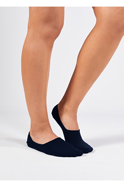 Forwena Комплект от 3 тъмносини безшевни невидими чорапи от модал без ластик за жени