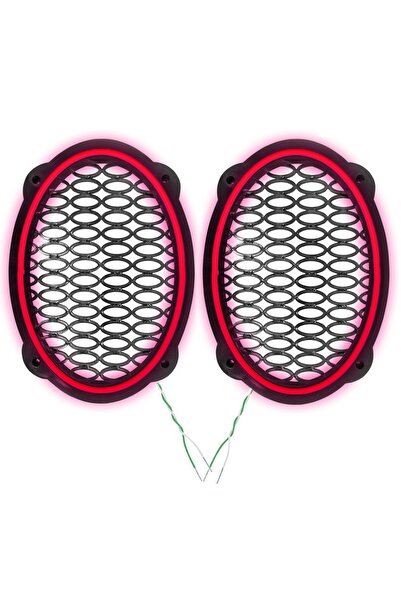 Poke Ledli Hoparlör Kapak Oval 12v 2adet Pk-5052, Kırmızı