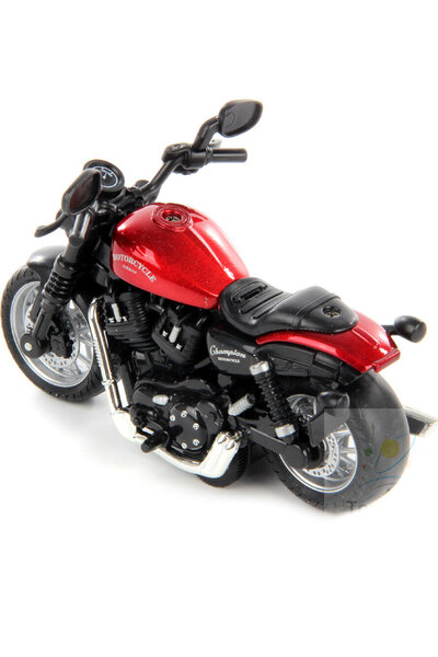 Toyaş Pull Drop1:14 Die-Cast Clasic Motorcycle Gift Chopper Motor Claret Red Toy Motorcycle