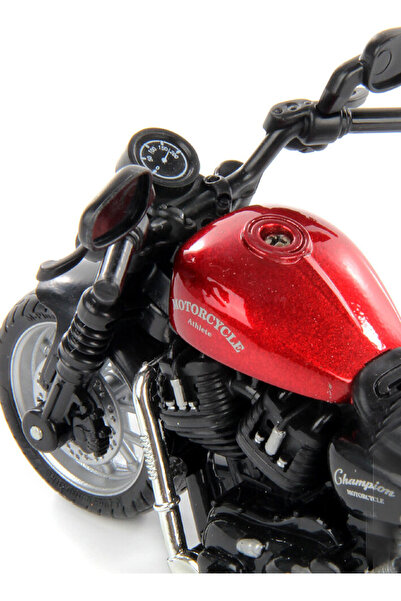 Toyaş Pull Drop1:14 Die-Cast Clasic Motorcycle Gift Chopper Motor Claret Red Toy Motorcycle