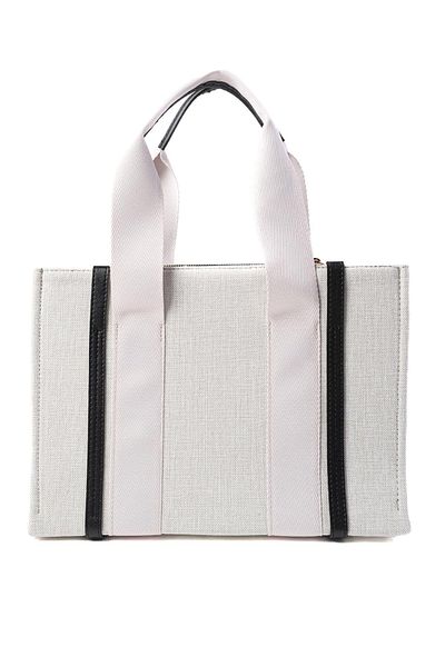 Mio Gusto Canvas Fabric Beige Color Women's Hand and Shoulder Bag with Black Piping and Fabric Strap