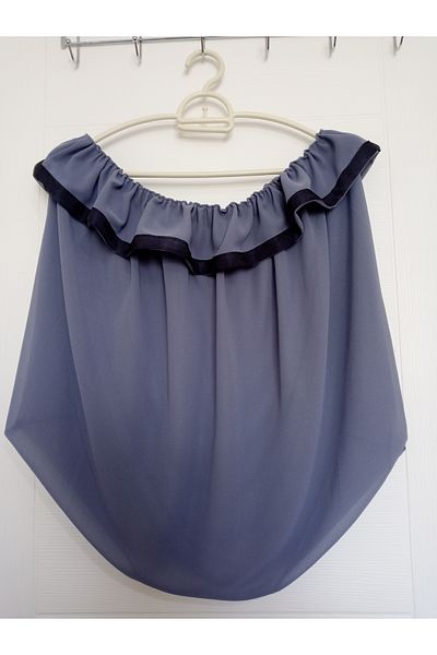 KobalBusiness Lattice tulle-Blue gray- multi chiffon black organza ribbon LXL 164 cm diameter tulle