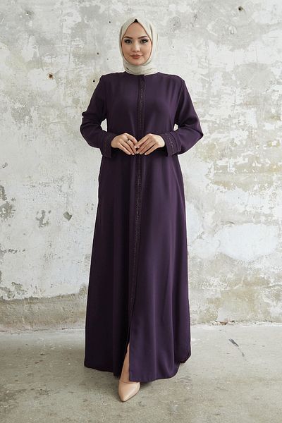 InStyle Boydan Stone Detailed Ferace - Plum
