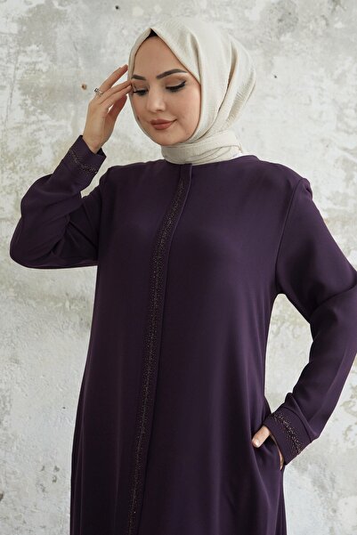 InStyle Boydan Stone Detailed Ferace - Plum