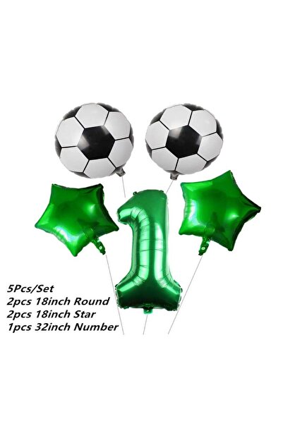 Generic Brand Green Star Football Themed Balloon Set - Age 1