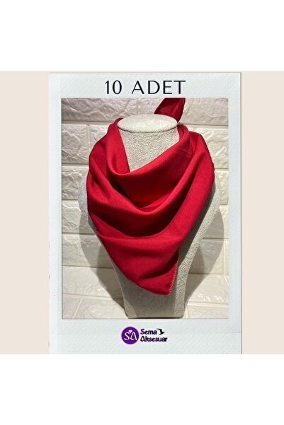 sema aksesuar 10 Pieces 19 May Red Plain Scarf - Bandana - 23 April, 29 October, 30 August, 19 May