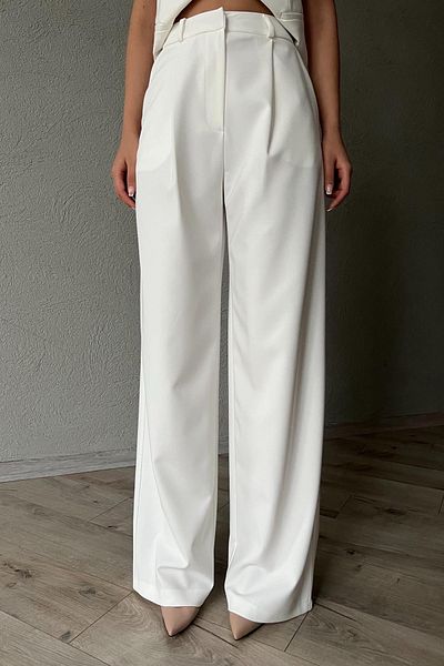 Seda Yalçın Atelier Ecru Pleated Detailed Wide Leg Palazzo Trousers