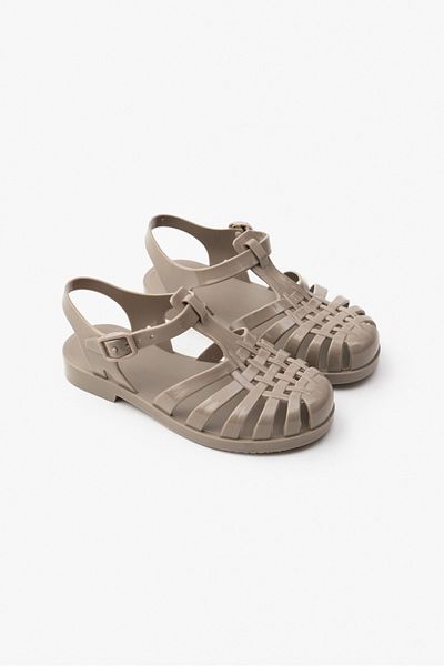 NİŞANTAŞI SHOES Anderline Jr. Dunkelbeige, matte Kindersandalen mit Gürteldetail