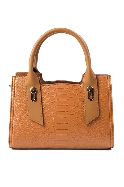Mio Gusto Tan Color Crocodile Pattern Printed Women's Hand and Shoulder Bag