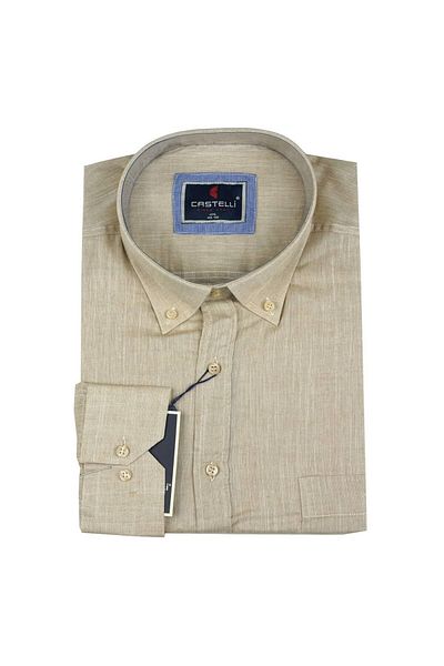 marufshop Ανδρικό βαμβακερό πουκάμισο με μακριά μανίκια κατάλληλο για βάρος 115 κιλών