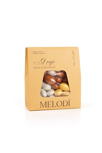 Melodi Çikolata Piramit Badem 250g-Beyaz-Bronz-Altın Renkli Bademler