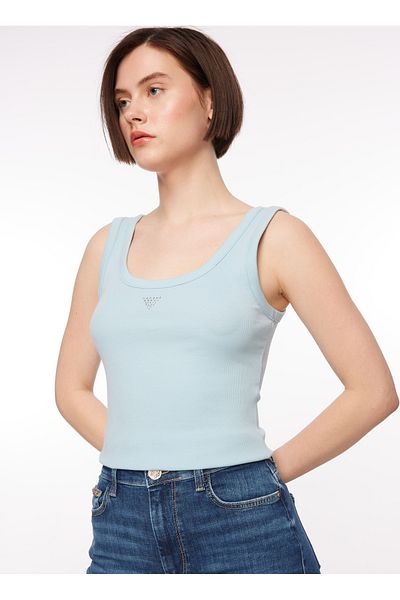 Guess Bustieră pentru femei cu gât polo Ice Blue W3YP68KA0H1-G79I