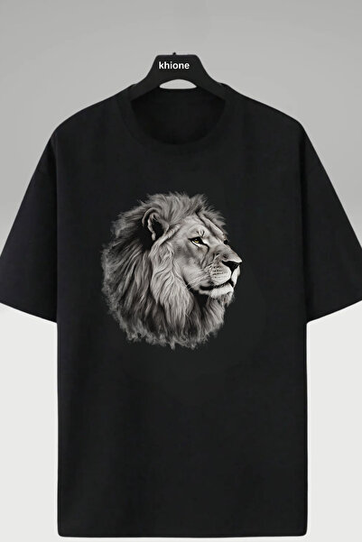 Khione Unisex dizajn Lav Tigar Štampano Oversize kroj 100% pamuk T-shirt