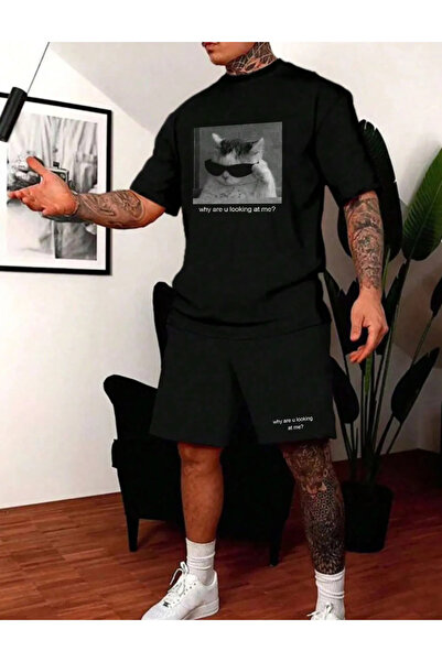 ZEMLİYA Set de tricou cu imprimeu de damă Why Are You Looking At Me