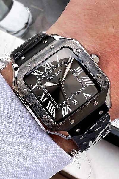 Ferrucci Men's Wristwatch 3 Atm Waterproof Black Color Steel Cord + Bracelet Gift FRE2045C6